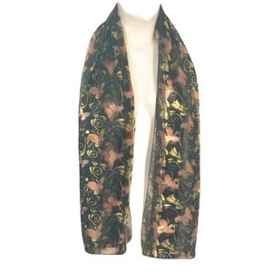 Fall colors just in time for Autumn silky scarf full of butterflies and flowers
